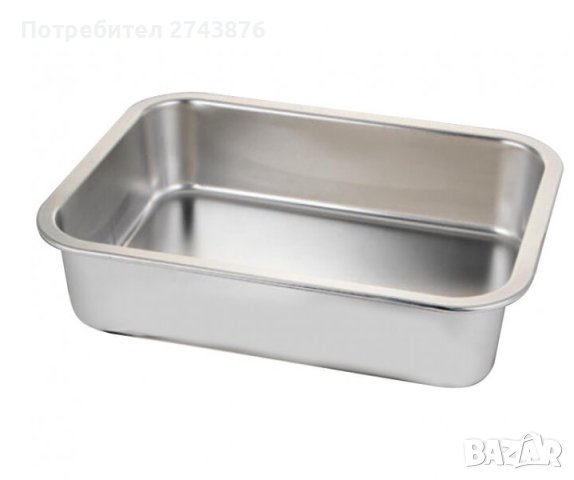  ИНОКСОВА ДЪЛБОКА ТАВА ПРАВОЪГЪЛНА ДЪЛБОКА 40Х30Х10СМ, снимка 2 - Съдове за готвене - 42469435