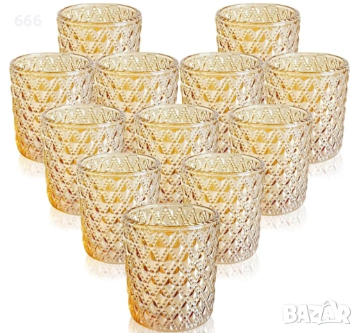 Комплект 12 броя стъклени свещници 