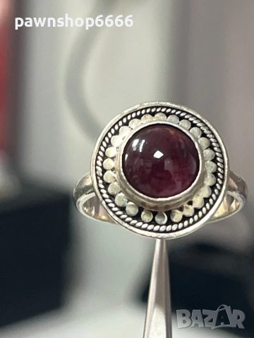 Сребърен пръстен 4,63 грама проба 925 с камък гарнет , снимка 6 - Пръстени - 53188861