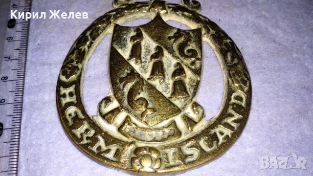 HERM ISCAND Старо БРОНЗОВО ДЕКОРАТИВНО АРТ ПАНО - ГЕРБ за СТЕНА АНГЛИЯ 33984, снимка 4 - Пана - 38928047