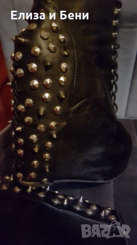 Екстравагантни готик кожени дамски боти на платформа с шипчета, снимка 8 - Дамски боти - 35066074