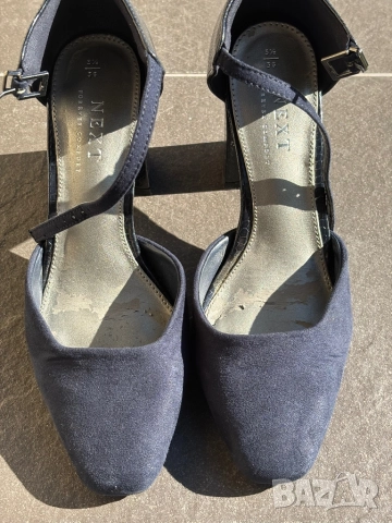 Next сини велурени обувки с дебел ток, размер 36.5, снимка 2 - Дамски обувки на ток - 52319874