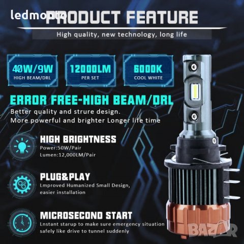 Лед крушки h15 led диодни крушки h15 , h15 led, снимка 2 - Аксесоари и консумативи - 31031077