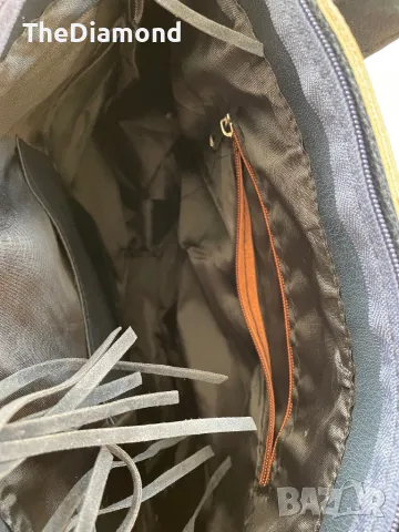 Кожена дамска чанта (тъмно синьо), снимка 4 - Чанти - 49004335