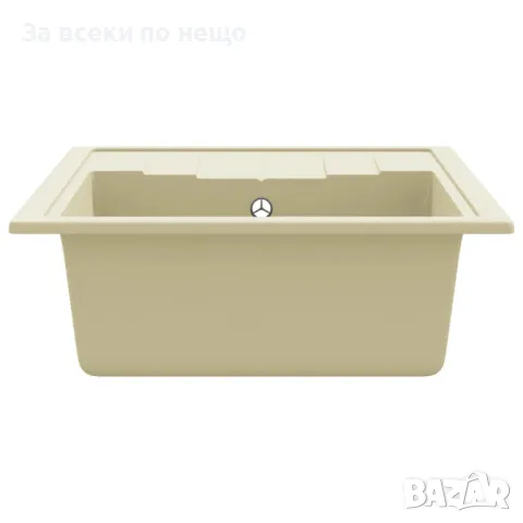 Кухненска мивка с преливник, овал, бежова, гранит, снимка 2 - Мивки - 48554008