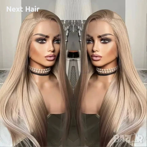 13X4 дантелена права тъмно руса перука с дантела лейс фронт, снимка 1