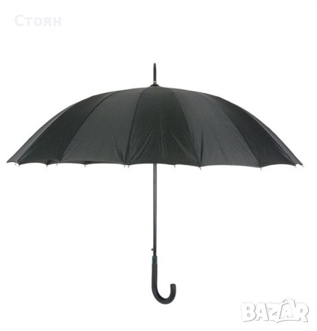 Чадър бастун за дъжд автоматичен черен 93 см, снимка 2 - Други - 42878157