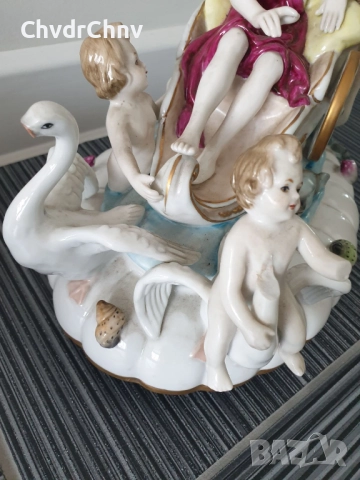 Meissen 37см-7кг/голяма стара Майсен порцеланова фигурална кутия с капак/супник, снимка 14 - Антикварни и старинни предмети - 51531969