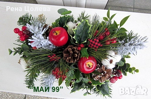 Коледна украса в дървено сандъче, снимка 4 - Коледни подаръци - 52070852