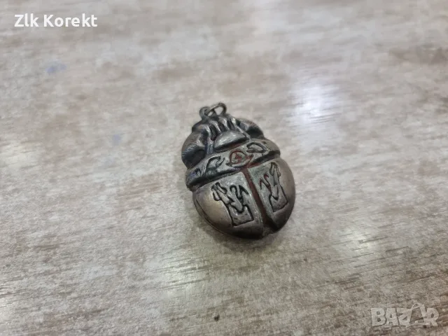 Сребърен медальон египетски скарабей, снимка 6 - Колиета, медальони, синджири - 55836194