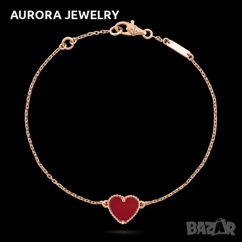 Van Cleef & Arpels VCA Rose Gold Red Carnelian Sweet Heart Дамска Гривна, снимка 2 - Гривни - 56220149
