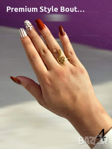 Хубав дамски златист пръстен тип змия от медицинска стомана, снимка 10 - Пръстени - 53898805