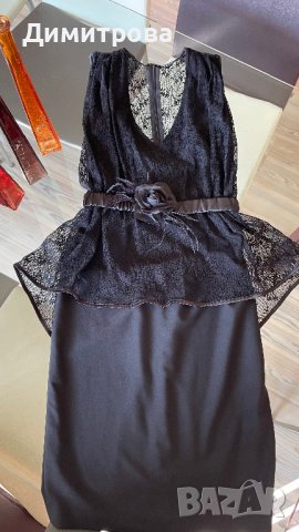 Елегантна черна дантелена рокля E-phos, снимка 1