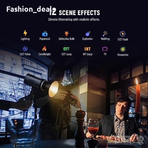 Мини COB осветление за фотография 130W NEEWER 12 ефекта 200K lux преносимо, снимка 6 - Чанти, стативи, аксесоари - 42527869