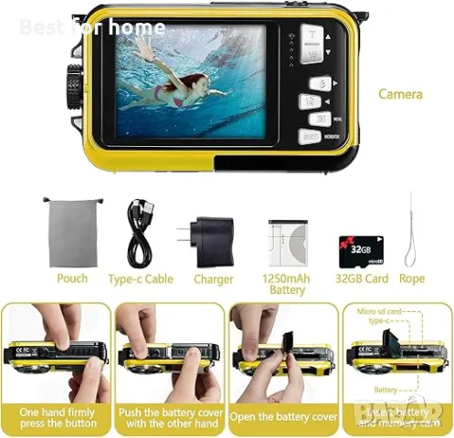  Камера за подводни снимки с двоен екран  YISENCE, снимка 8 - Камери - 49880415