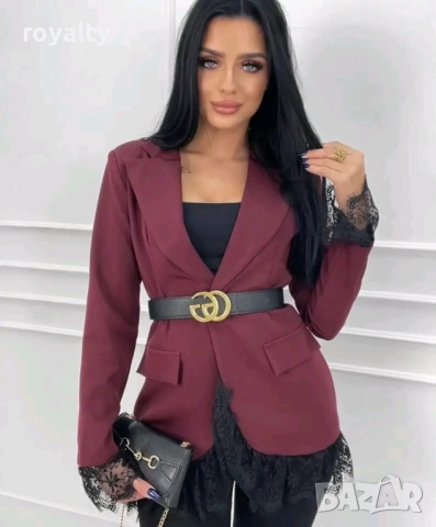 Червено Дамско Сако с Дантела 