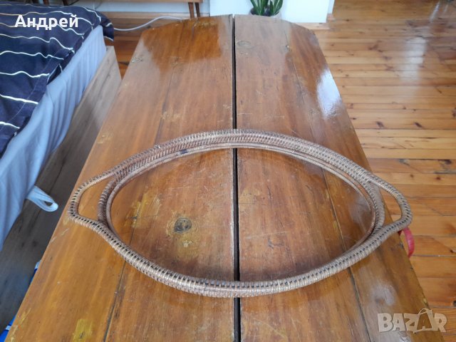 Стар плетен поднос, снимка 2 - Антикварни и старинни предмети - 35637624