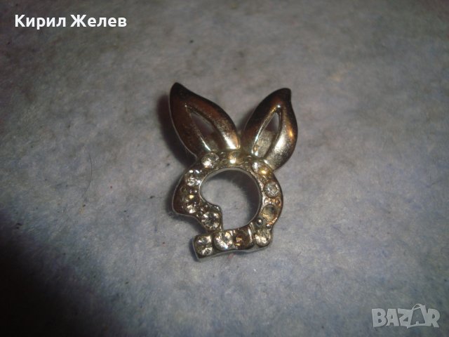СРЕБРИСТА ФЕШЪН АРТ БРОШКА - ЗАЙЧЕ с БЯЛА ПОЗЛАТА и КРИСТАЛИ 77781