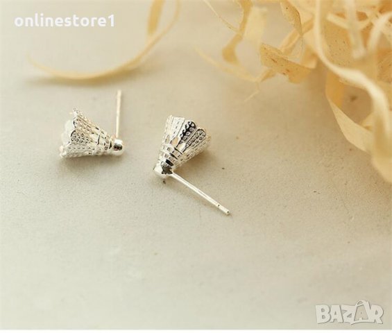 Сребърни обеци 925 - Бадминтон перо Код: BX519, снимка 3 - Обеци - 33800110