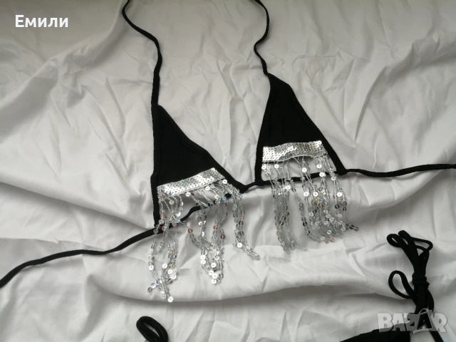 Нов комплект дамски бански от две части с блестящи цветни пайети р-р L и XL, снимка 10 - Бански костюми - 50620613