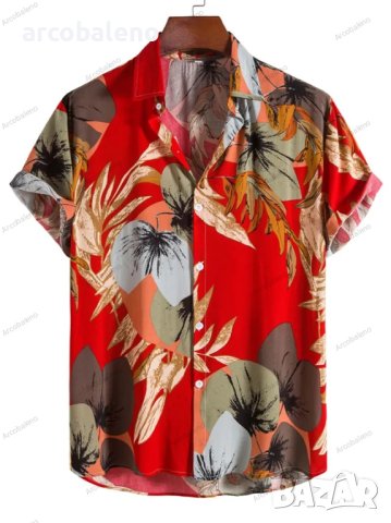 Мъжка модна тенденция, Ежедневна мъжка риза с щампи с къс ръкав, 4цвята - 023 , снимка 2 - Ризи - 40847917