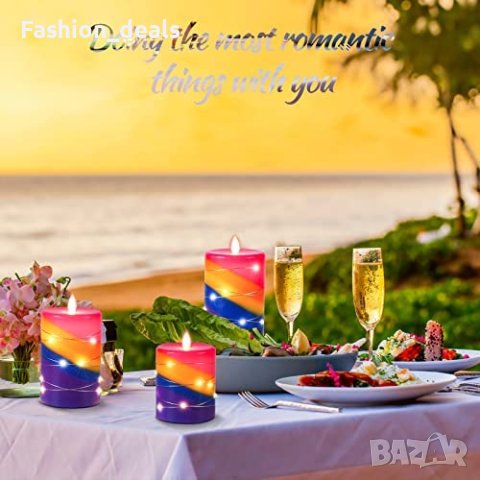 Нов комплект 3 броя безпламъчни LED свещи с дистанционно таймер декорация, снимка 7 - Декорация за дома - 40764081