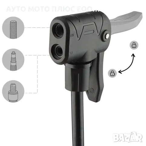 Ръчна помпа за напомпване на гуми, с манометър., снимка 2 - Аксесоари и консумативи - 47571236