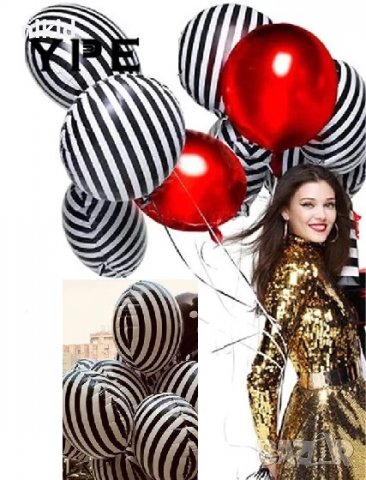 Черно Бели Черти райе Зебра кръгъл фолио фолиев балон хелий или въздух парти рожден ден