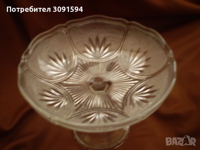 19 век стъклена фруктиера бонбониера прозрачно стъкло, снимка 4 - Антикварни и старинни предмети - 39409813