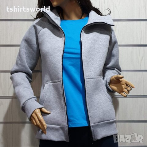 Нов дамски суичър с ЦИП и качулка в сив цвят, снимка 17 - Суичъри - 31125505