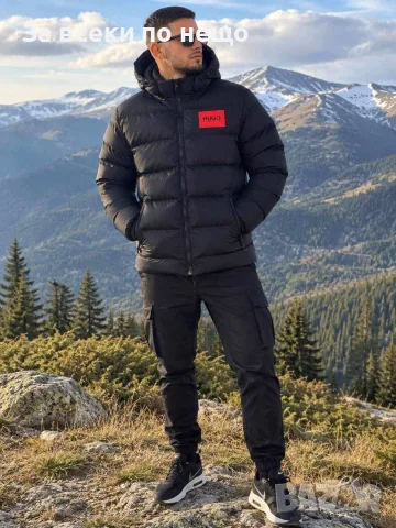 Hugo Boss Мъжко Черно Зимно Яке Със Сваляща Се Качулка С Цип Хуго Бос Код B501