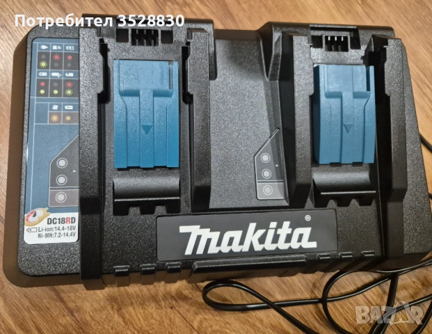 Комплект Макита 2бр. оригинални батерии 5Ah Makita BL1850B и оригинално бързо двойно зарядно DC18RD 