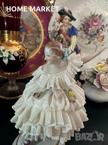 Volkstedt Фолкщед Germany  Curca 1945 (Älteste Volkstedter Porzellanmanufaktur) Dresden Lace , снимка 10 - Антикварни и старинни предмети - 52939076