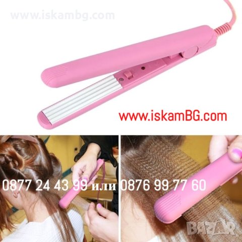 Мини керамичка преса за коса, вафли | Мини преса вафлички | Мини преса за коса - КОД 3882, снимка 6 - Преси за коса - 40291079