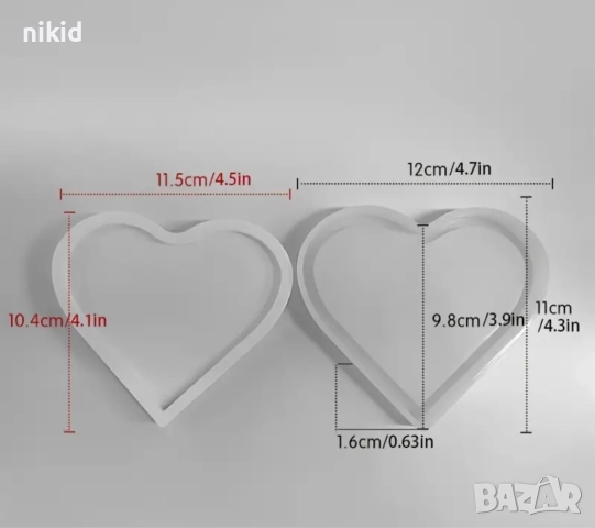 Сърце основа подложка с вдлъбнатина за чаша чаши силиконов молд форма калъп смола гипс