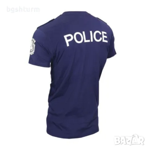 Тъмно синя тениска POLICE с пагони щампа, снимка 2 - Тениски - 49823604