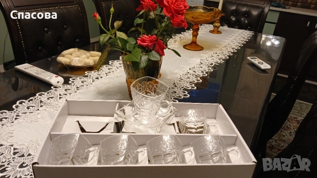 Изключително красив стъклен сервиз (термоустойчев) за кафе или чай, снимка 7 - Сервизи - 51772961