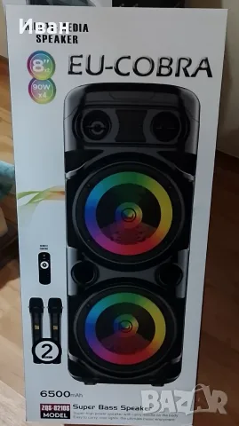 Караоке тонколона 2х8 KOBRA ZQS-8210S с 2 Микрофона и Светомузика