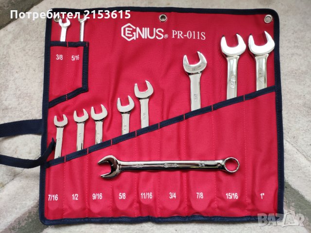Genius Tools 11 броя империални Гаечни ключове комплект Хром Ванадий  made in canada , снимка 2 - Ключове - 35099128