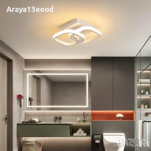 KUKAK LED таванна лампа 24W – Модерен квадратен плафон, 3000K топла бяла светлина, снимка 4 - Лед осветление - 55824291