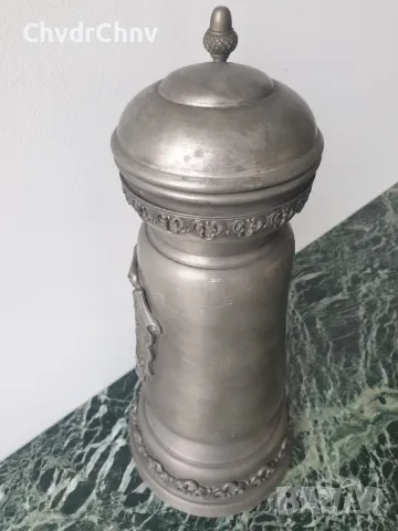 Metalars Peltro 31см/стара МЕТАЛАРС голяма италианска халба за бира/калаена чаша с капак, снимка 4 - Антикварни и старинни предмети - 50327088