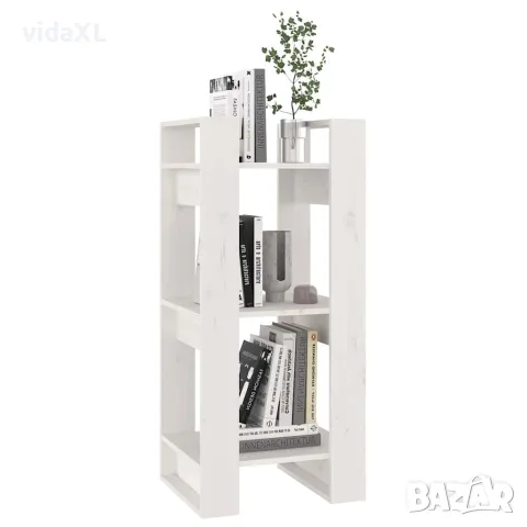 vidaXL Библиотека/разделител за стая, бяла, 41x35x91 см, бор масив, снимка 5 - Шкафове - 56147953