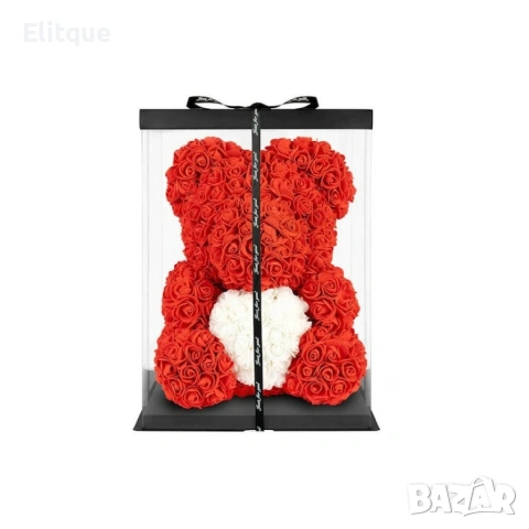 Мече от рози, 25см с подаръчна кутия в 3 цвята, снимка 2 - Подаръци за жени - 53040252