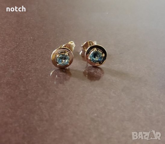 Златни обеци с естествени топази, снимка 3 - Обеци - 34128407