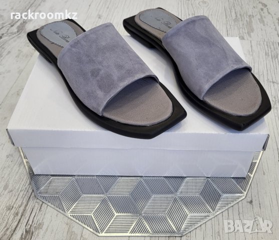 Дамски ежедневни чехли сиви от естествена кожа, снимка 3 - Чехли - 37162264