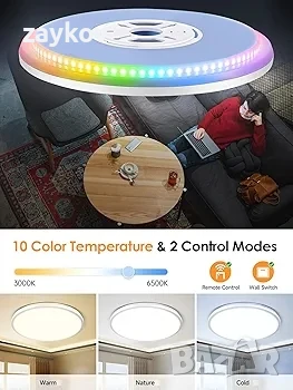 Mubarek RGB LED таванно осветление 28W, 36000LM LED таванно осветление, снимка 3 - Лед осветление - 50607685