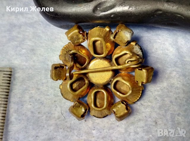 СТАРА ПОЗЛАТЕНА МЕДНА СКЪПОЦЕННА БРОШКА с ИСКРЯЩИ КАМЪНИ ОЛИВИН и ЦИРКОН 50200, снимка 6 - Антикварни и старинни предмети - 51280192