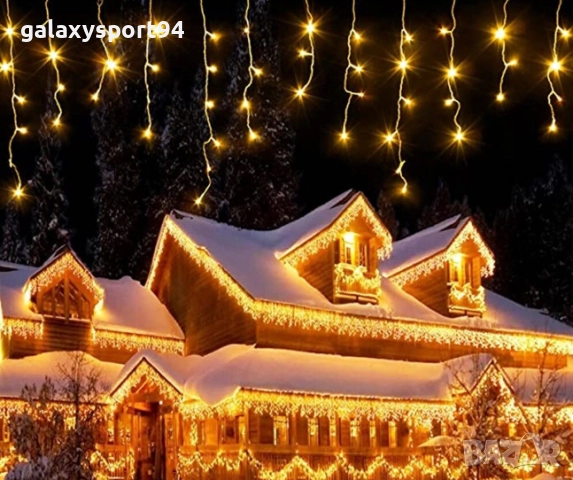 LED Топло бяла Светеща завеса 25метра х 60см с Флаш Ефект тип Висулка, снимка 7 - Лед осветление - 51645652