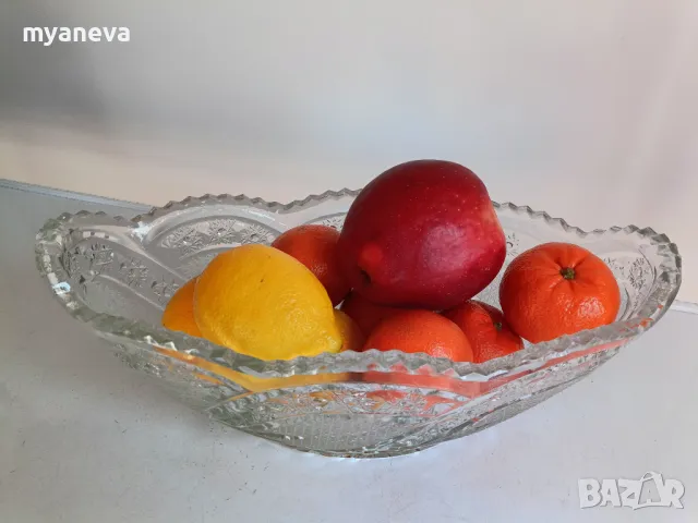 Кристална , тежка , масивна фруктиера , снимка 1