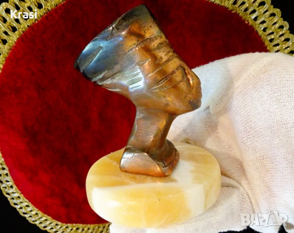 Медна статуетка Нефертити,оникс,преспапие., снимка 8 - Статуетки - 38459683